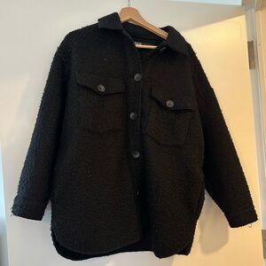 Zara XS oversized fuzzy black shirt jacket